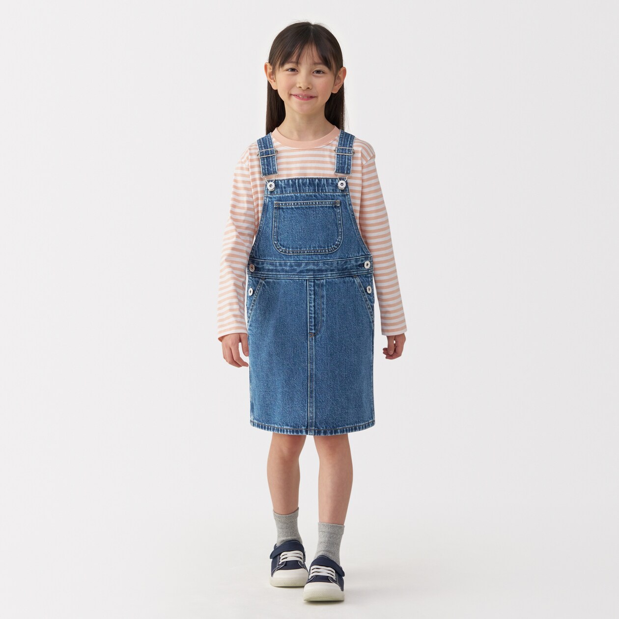 キッズ　木の実から作ったカポック混デニムジャンパースカート