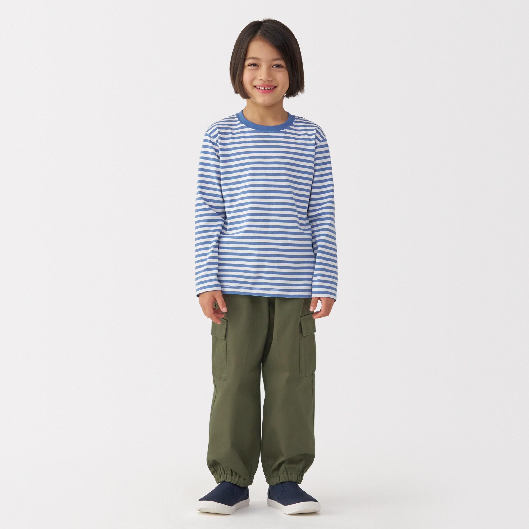 キッズ　洗いざらしチノワイドカーゴパンツ