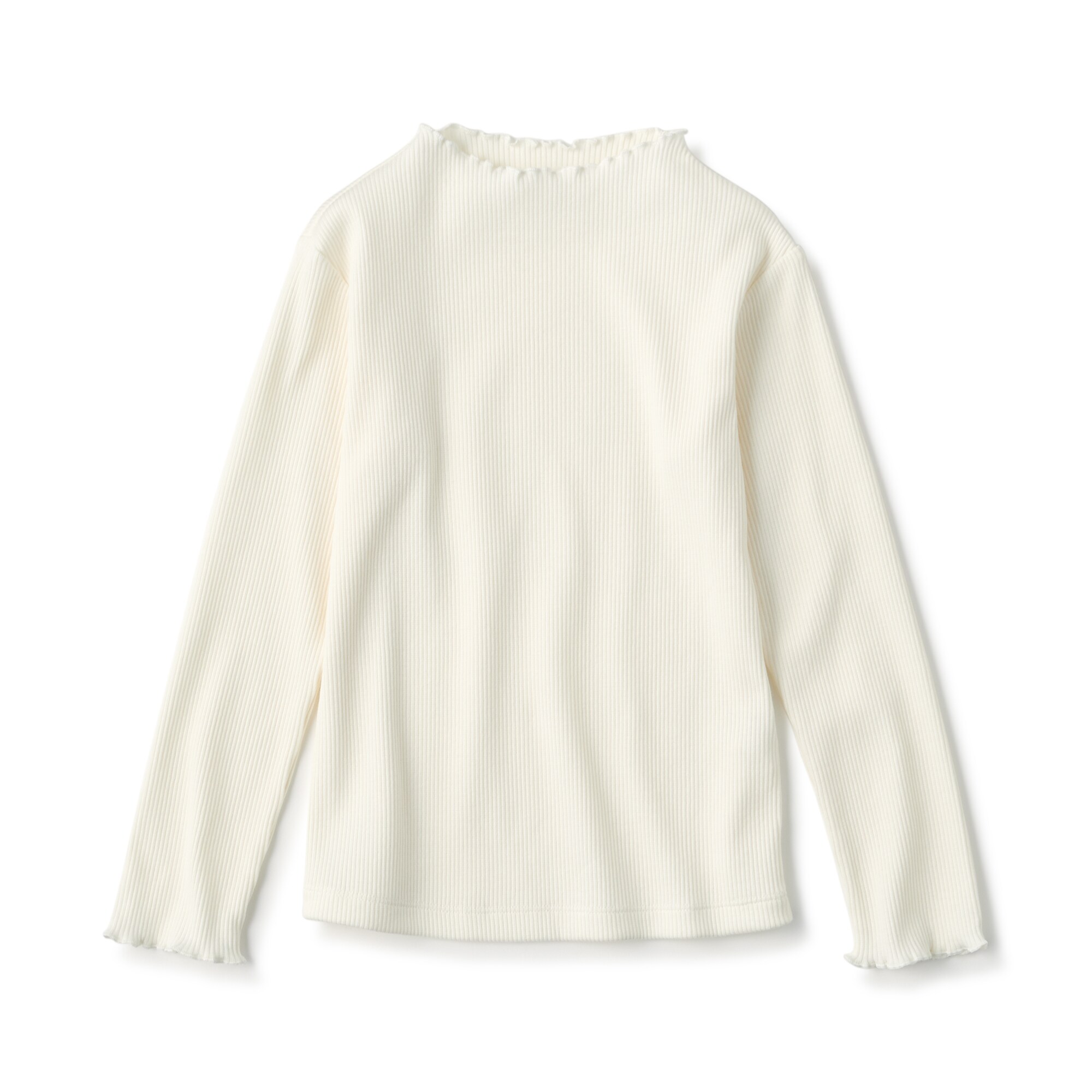 キッズ　ストレッチリブ編みモックネック長袖Ｔシャツ
