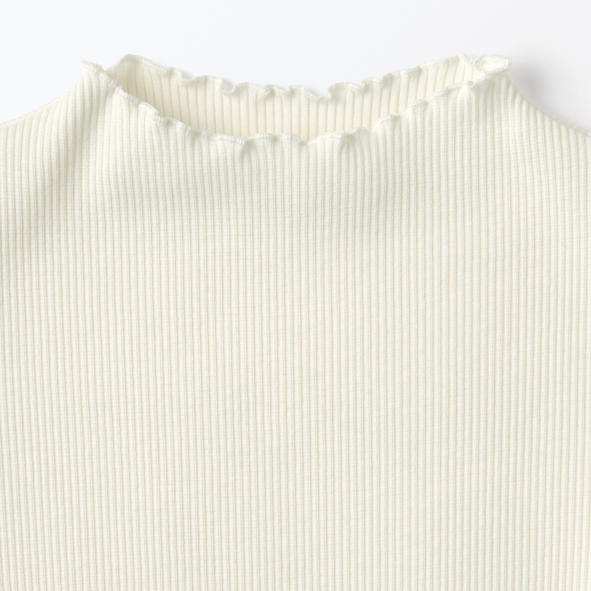 キッズ　ストレッチリブ編みモックネック長袖Ｔシャツ