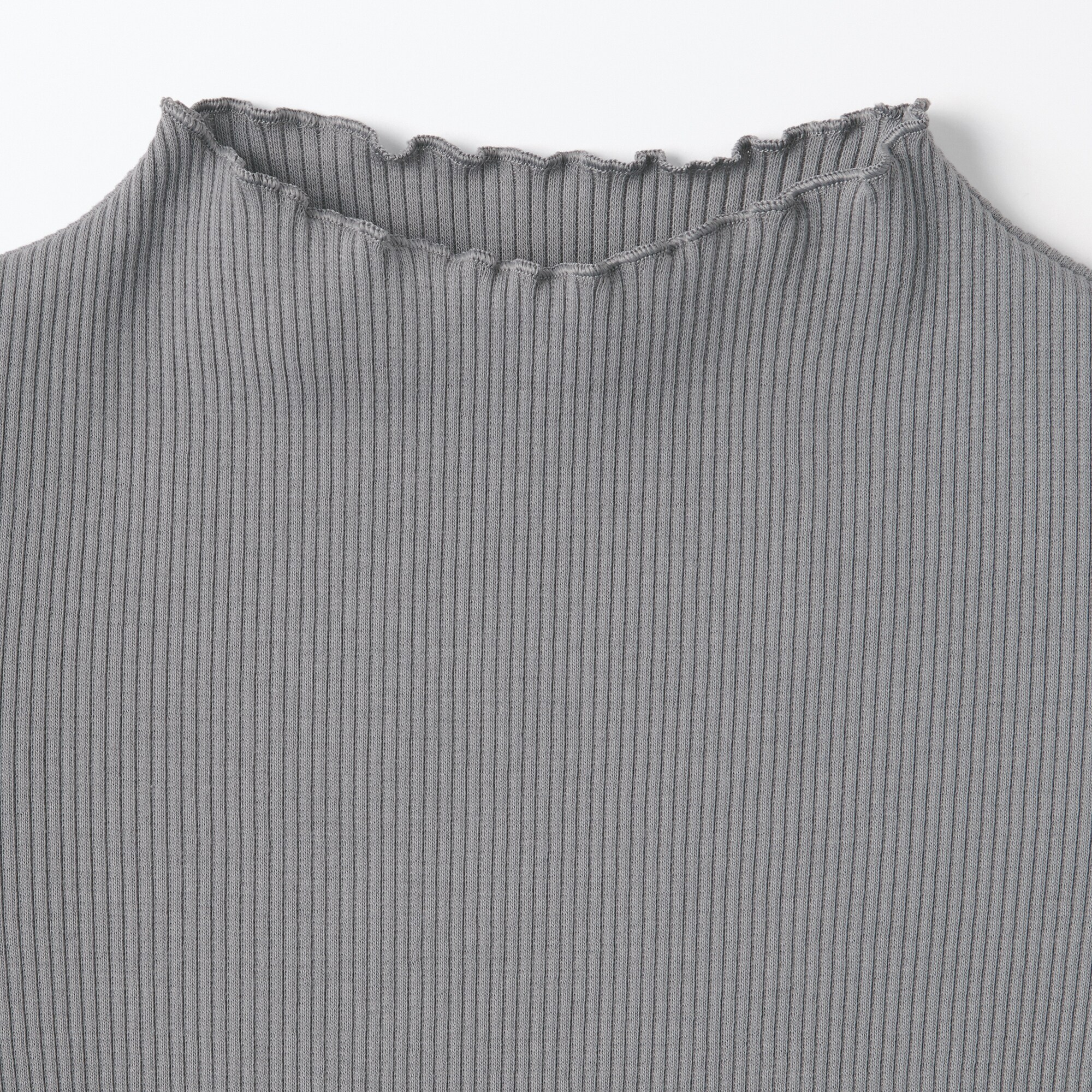 キッズ　ストレッチリブ編みモックネック長袖Ｔシャツ