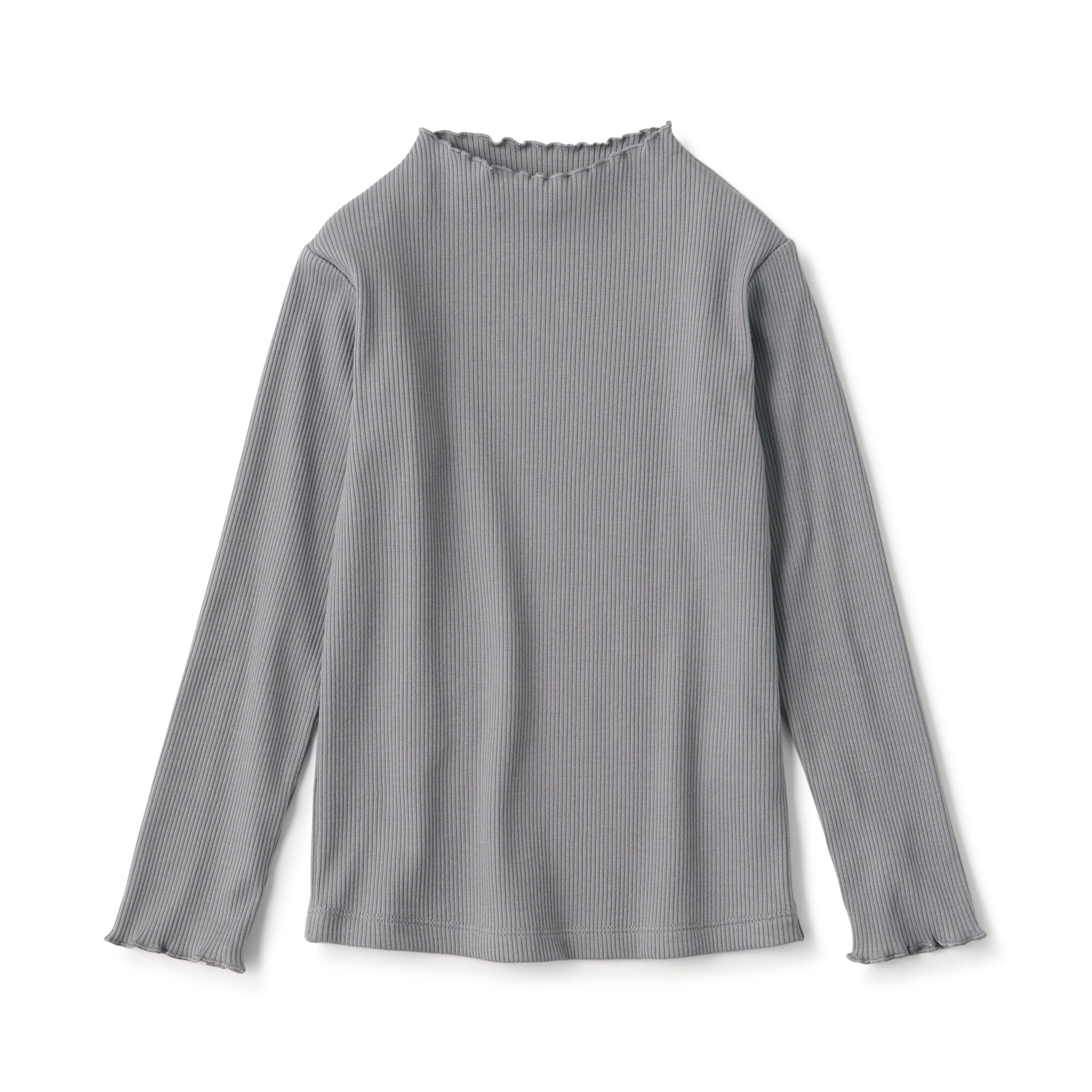 キッズ　ストレッチリブ編みモックネック長袖Ｔシャツ