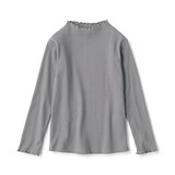 キッズ　ストレッチリブ編みモックネック長袖Ｔシャツ