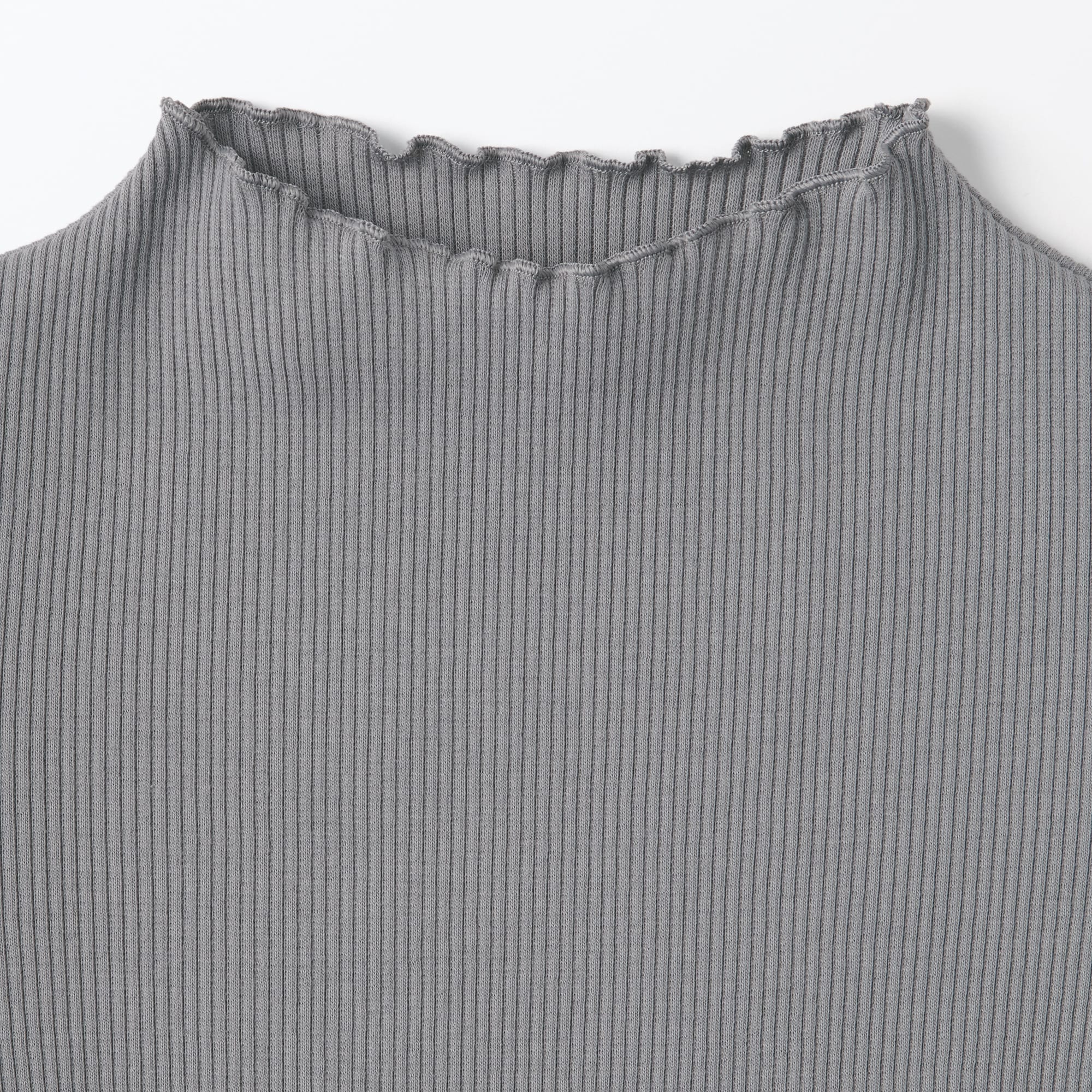 キッズ　ストレッチリブ編みモックネック長袖Ｔシャツ