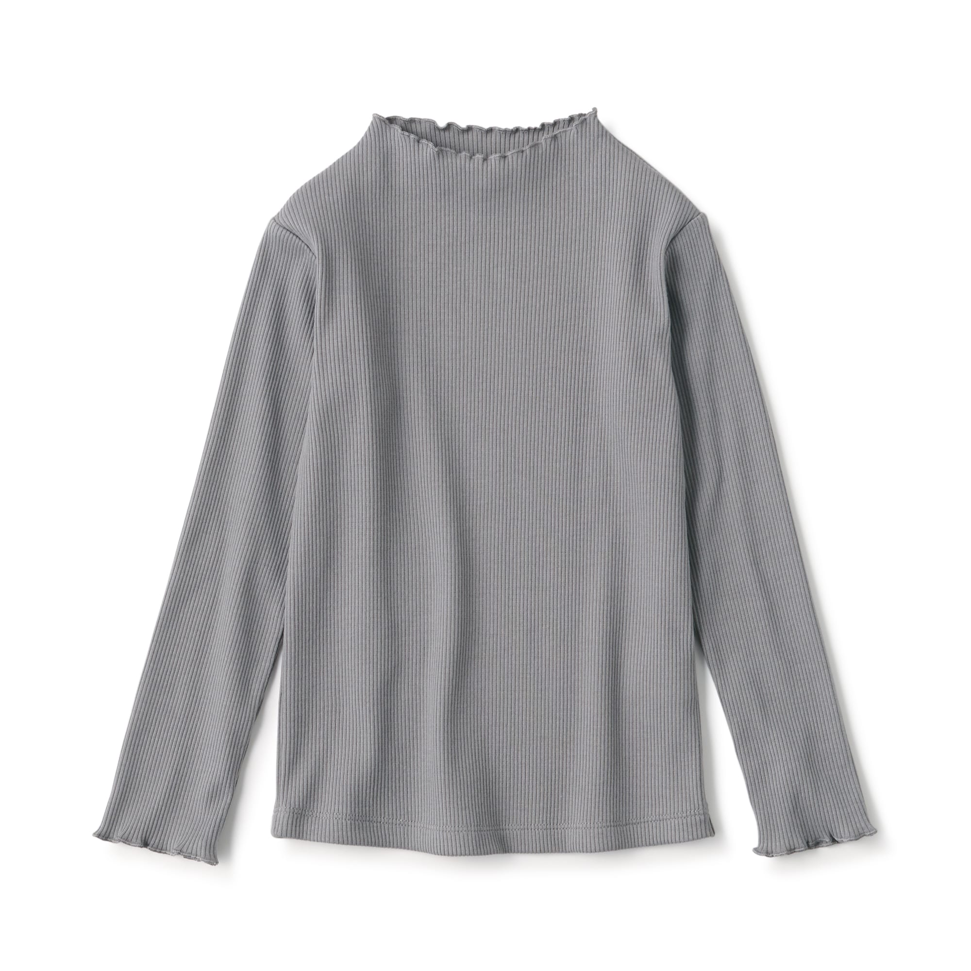 キッズ　ストレッチリブ編みモックネック長袖Ｔシャツ