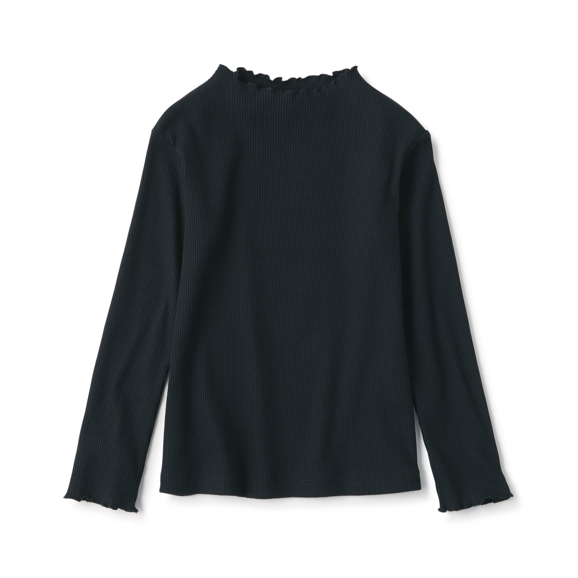 キッズ　ストレッチリブ編みモックネック長袖Ｔシャツ