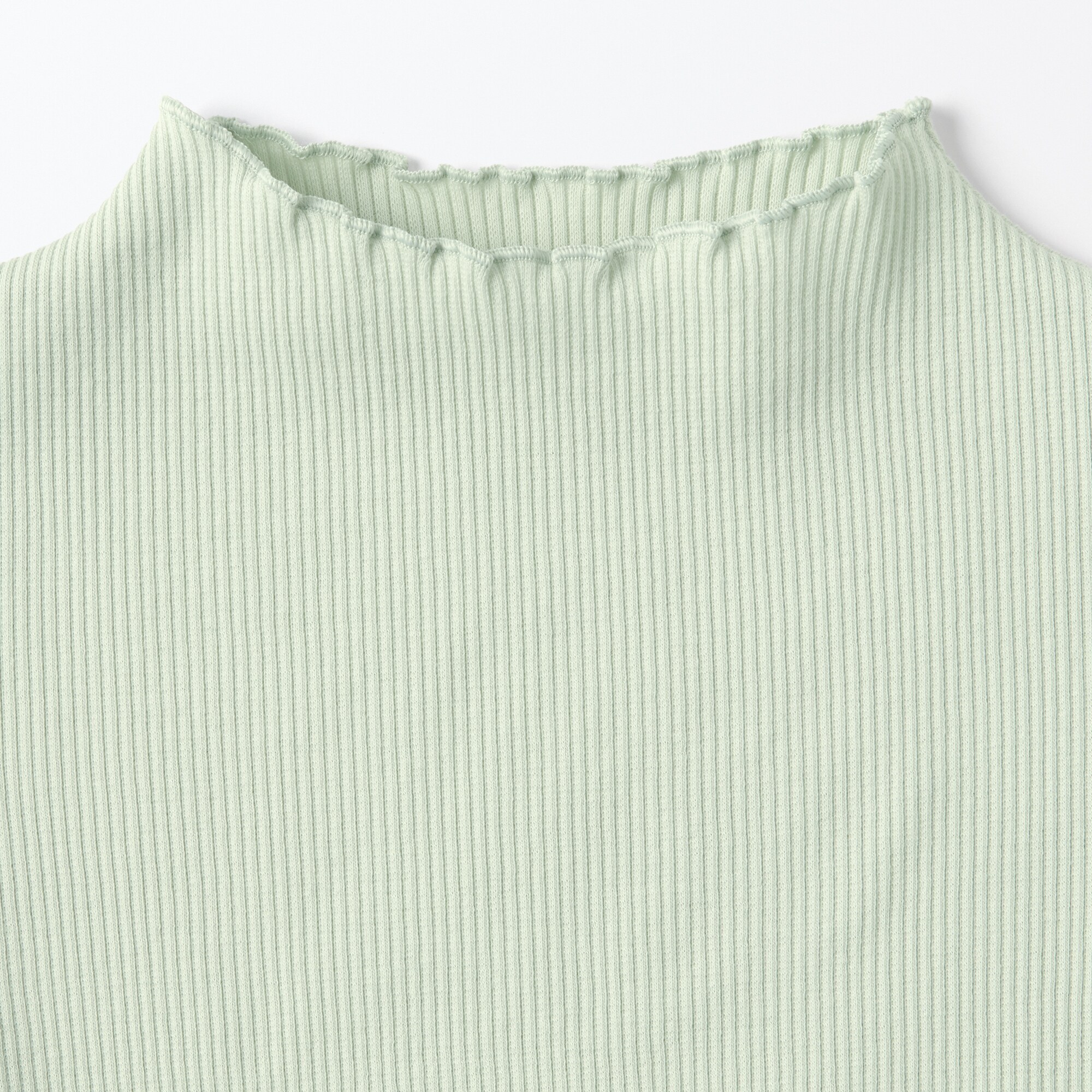 キッズ　ストレッチリブ編みモックネック長袖Ｔシャツ