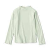 キッズ　ストレッチリブ編みモックネック長袖Ｔシャツ