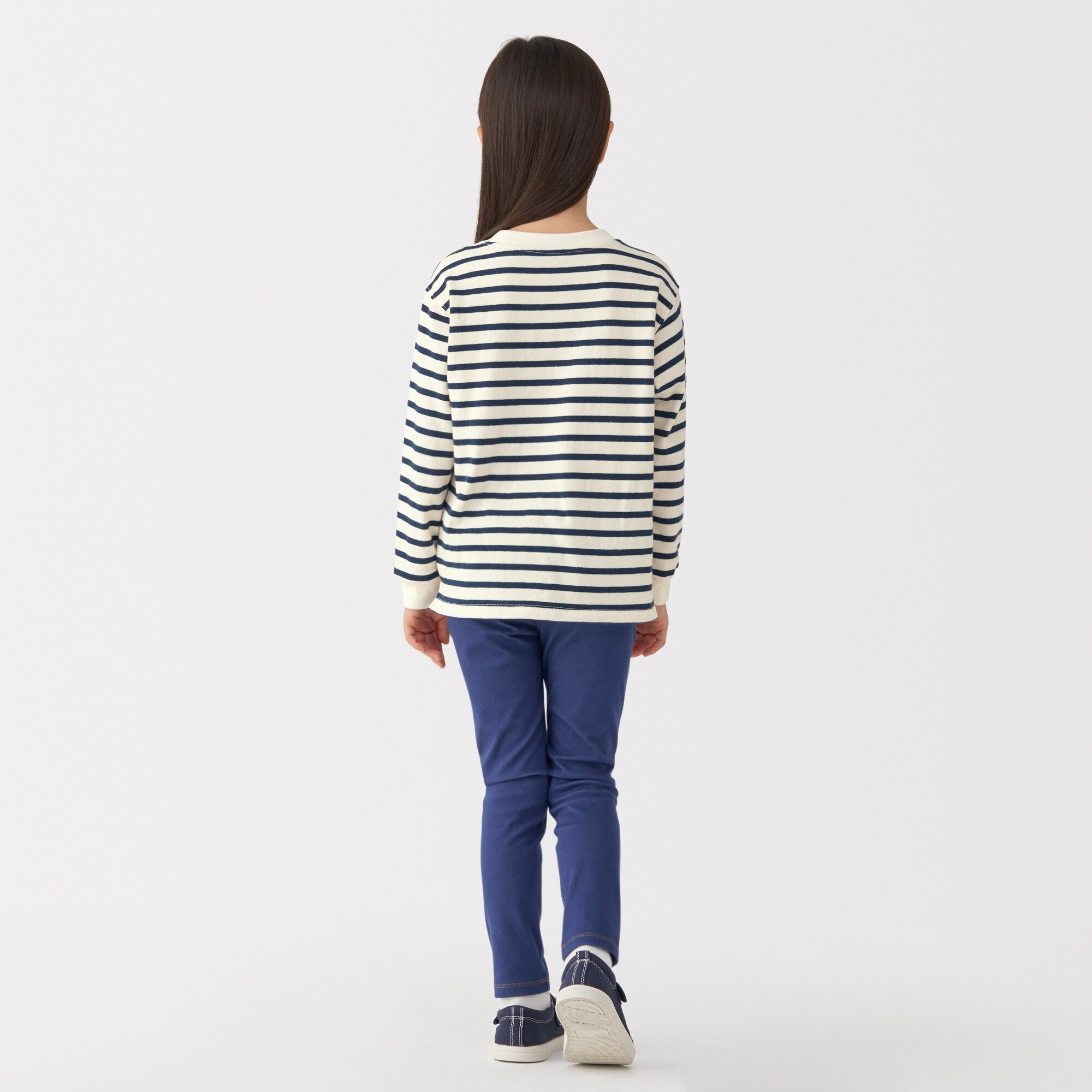 キッズ　太番手クルーネック長袖Ｔシャツ（ボーダー）