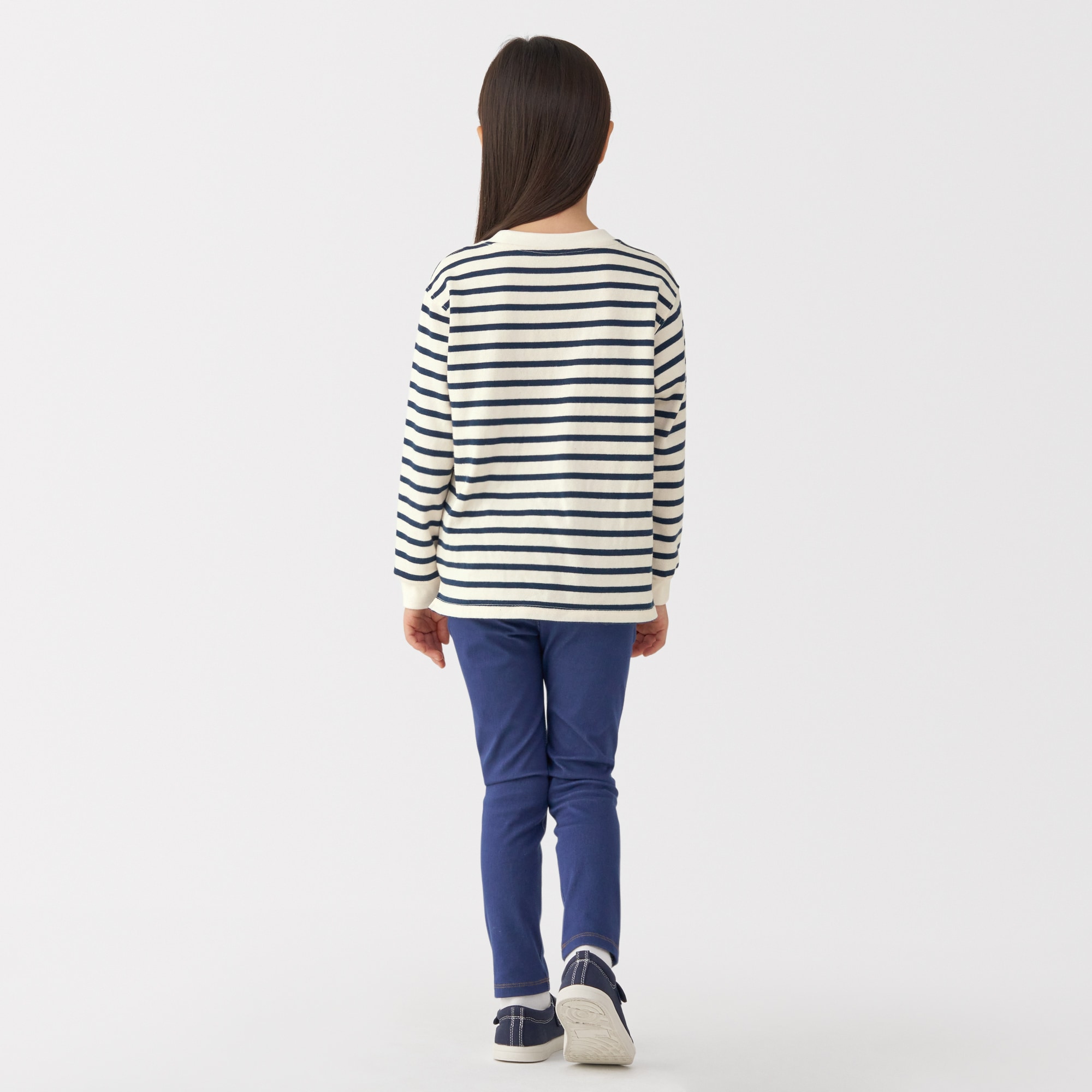 キッズ　太番手クルーネック長袖Ｔシャツ（ボーダー）