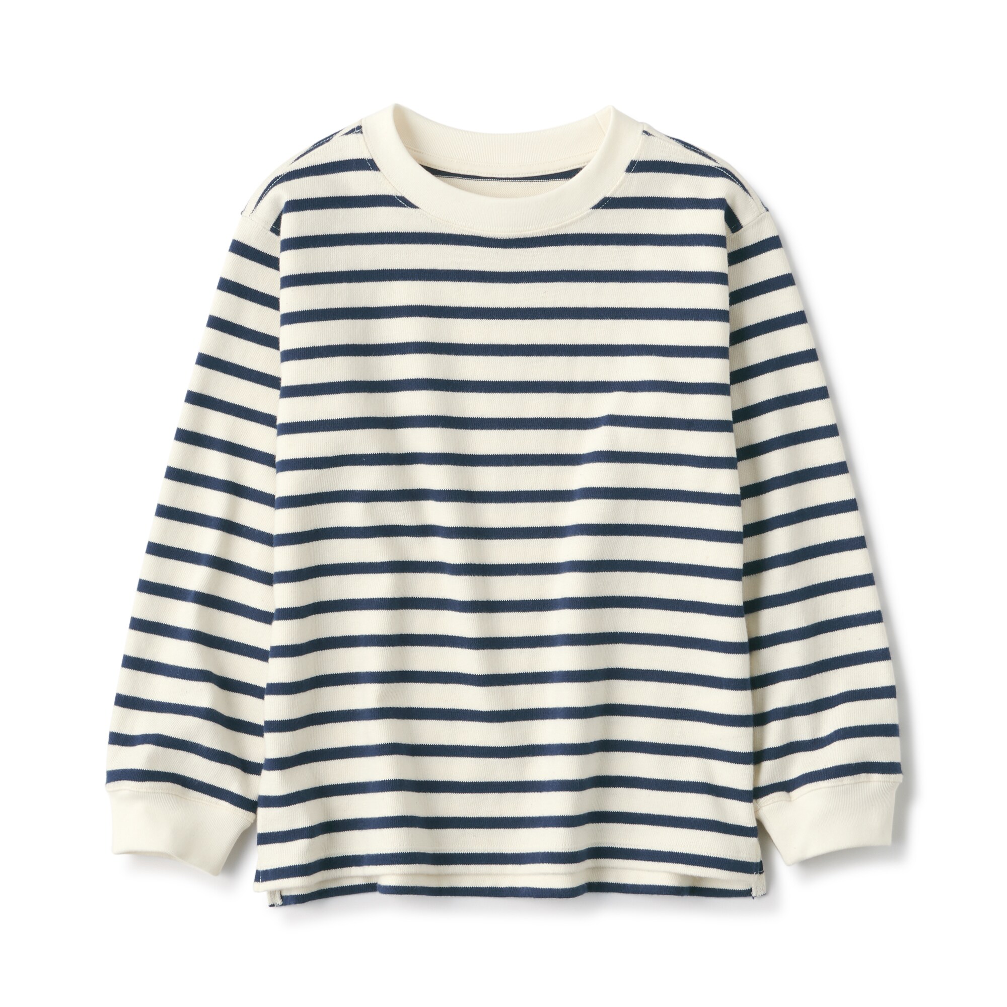 キッズ　太番手クルーネック長袖Ｔシャツ（ボーダー）