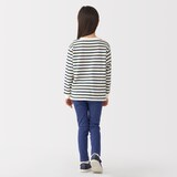 キッズ　太番手クルーネック長袖Ｔシャツ（ボーダー）