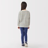 キッズ　太番手クルーネック長袖Ｔシャツ（ボーダー）