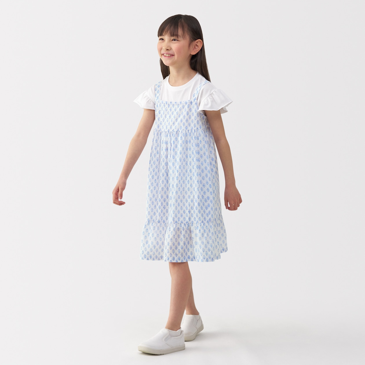 キッズ　ブロックプリントキャミソールワンピース