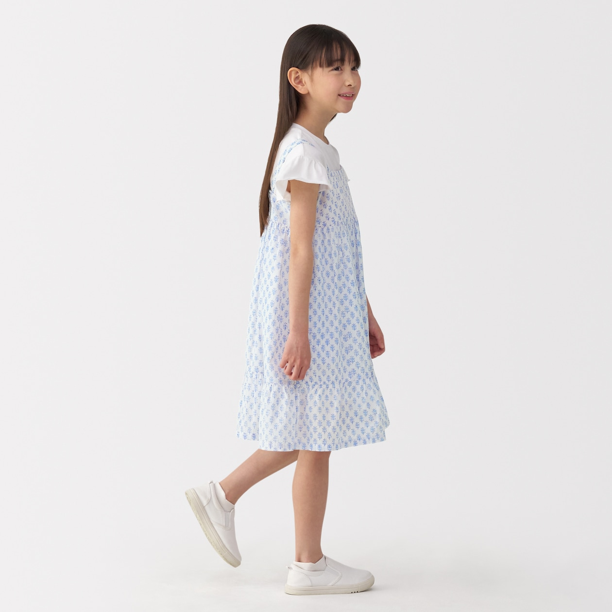 キッズ　ブロックプリントキャミソールワンピース