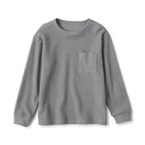 キッズ　ワッフル編みクルーネック長袖Ｔシャツ