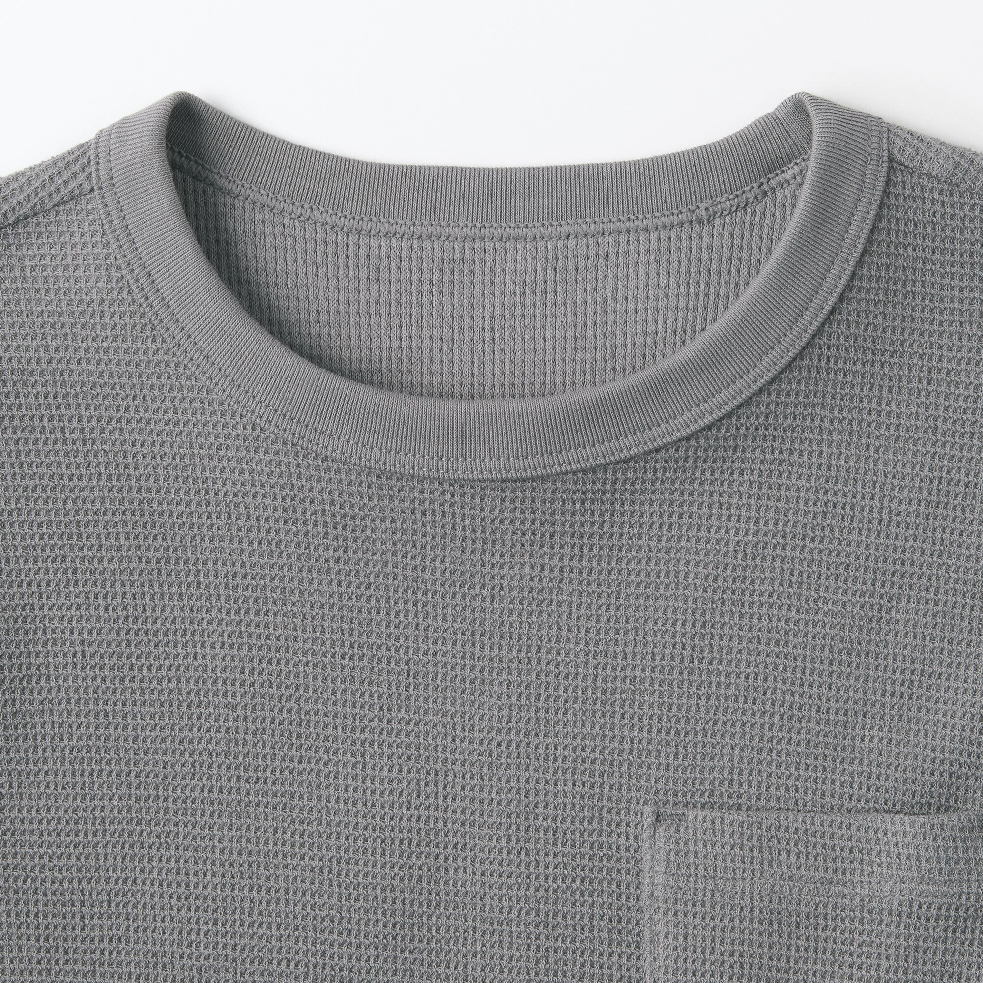 キッズ　ワッフル編みクルーネック長袖Ｔシャツ