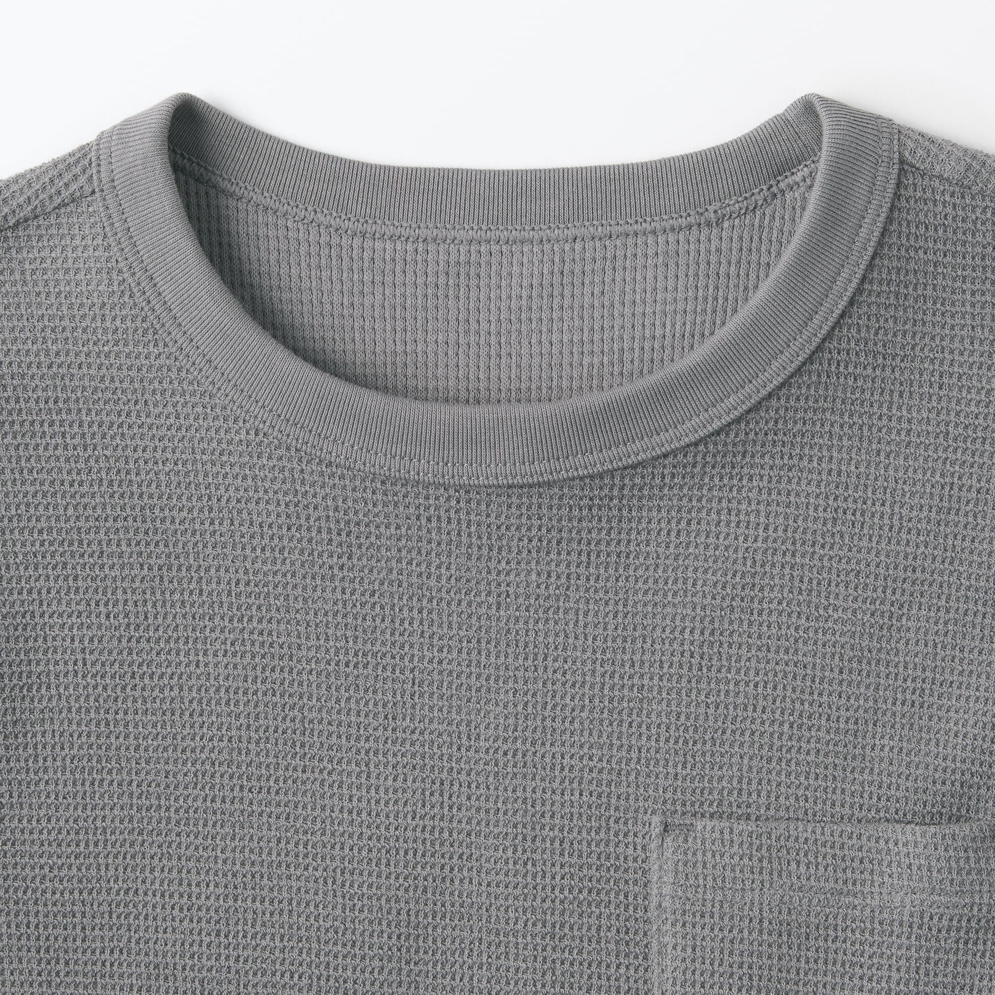 キッズ　ワッフル編みクルーネック長袖Ｔシャツ