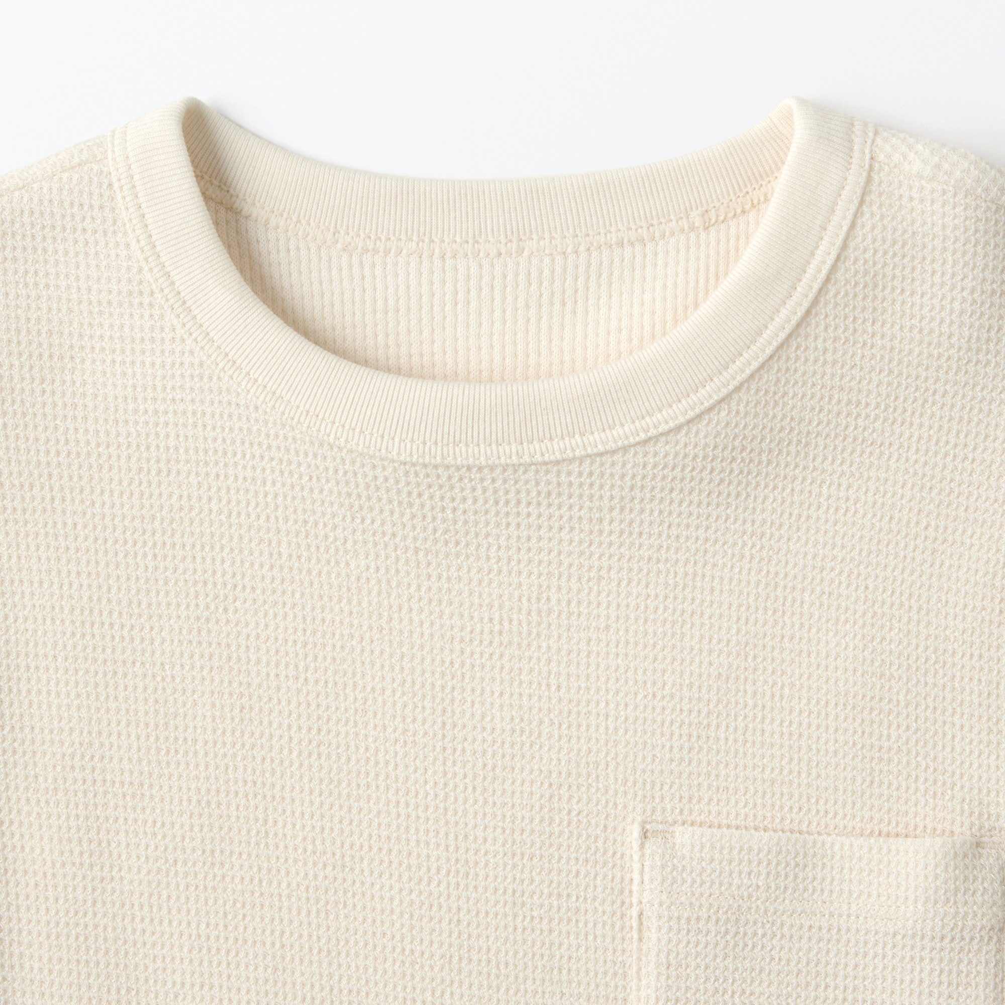 キッズ　ワッフル編みクルーネック長袖Ｔシャツ