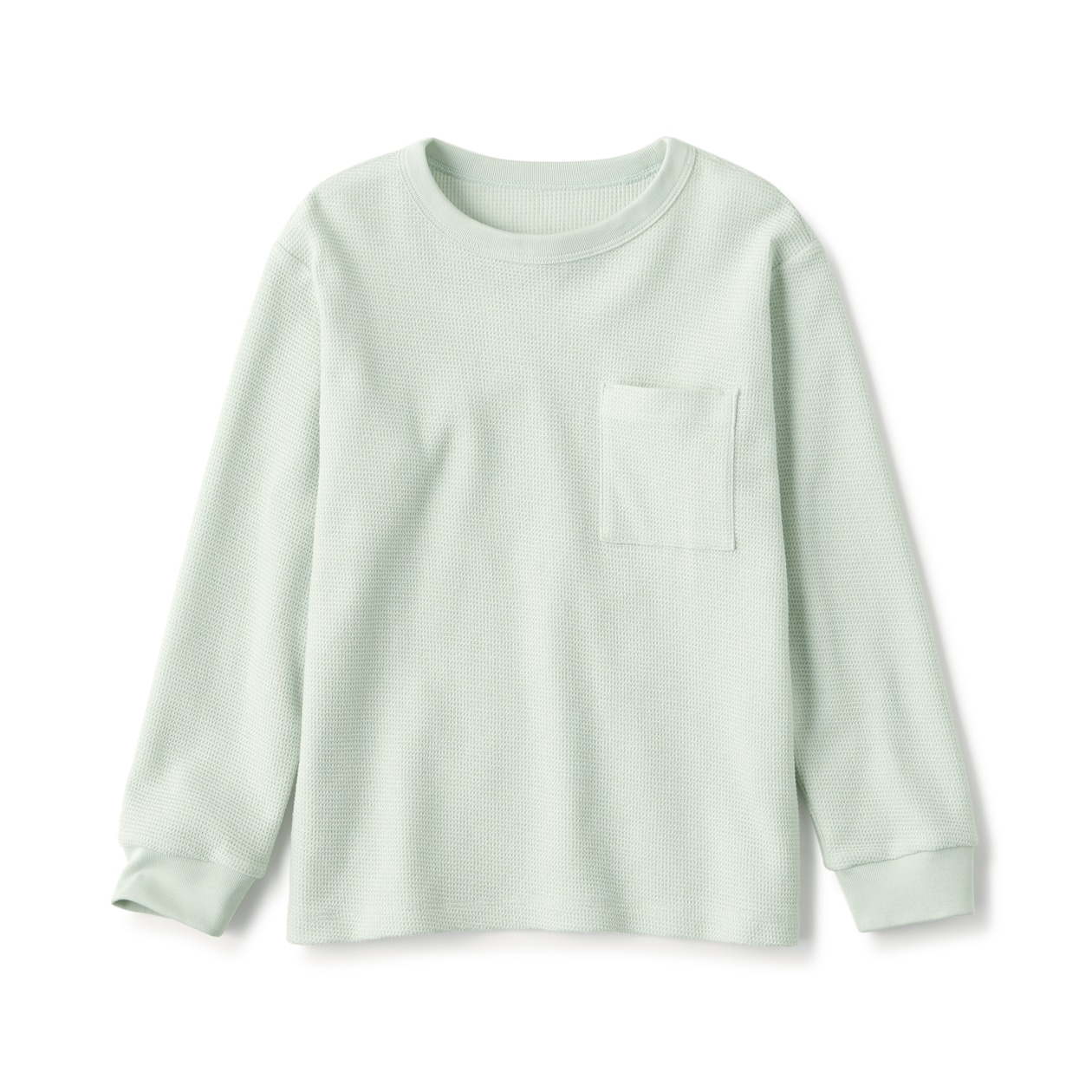 キッズ　ワッフル編みクルーネック長袖Ｔシャツ
