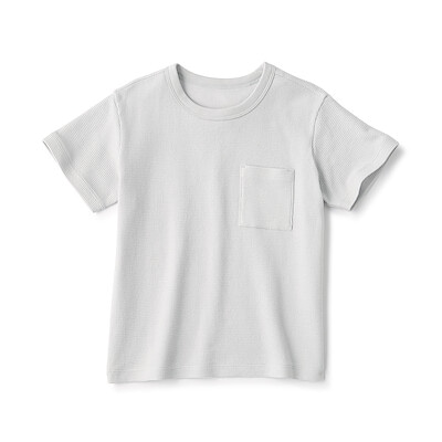 キッズ　ワッフル編みクルーネック半袖Ｔシャツ