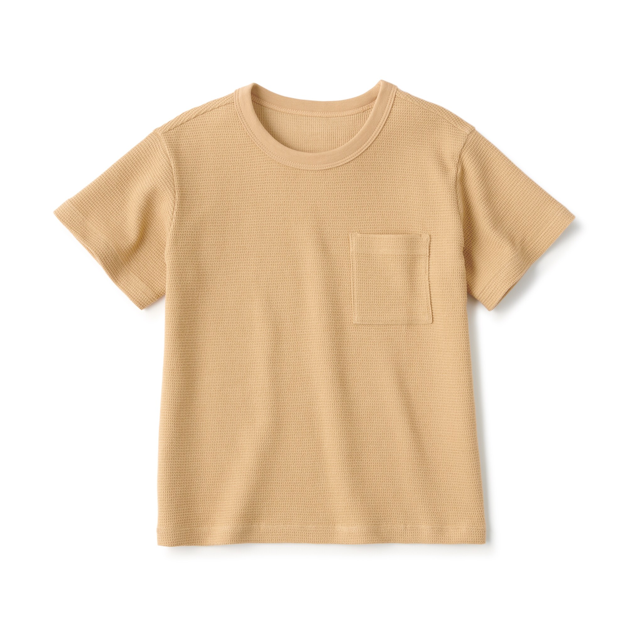 キッズ　ワッフル編みクルーネック半袖Ｔシャツ