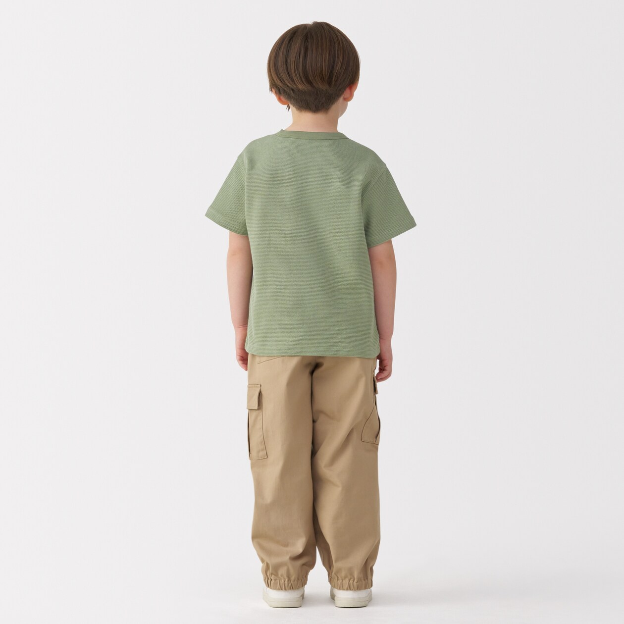 キッズ　ワッフル編みクルーネック半袖Ｔシャツ