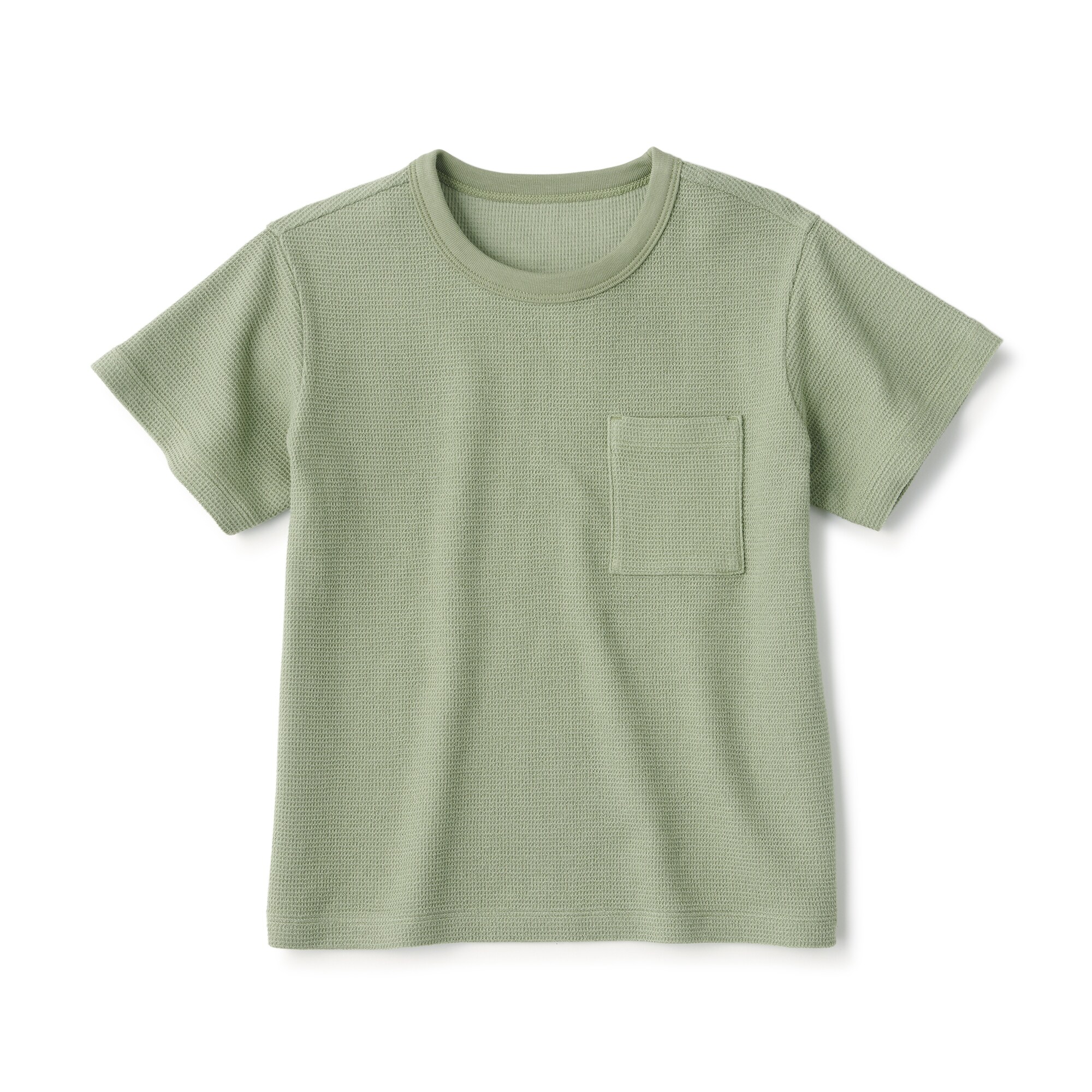 キッズ　ワッフル編みクルーネック半袖Ｔシャツ
