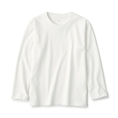 キッズ　天竺編みクルーネック長袖Ｔシャツ　無地