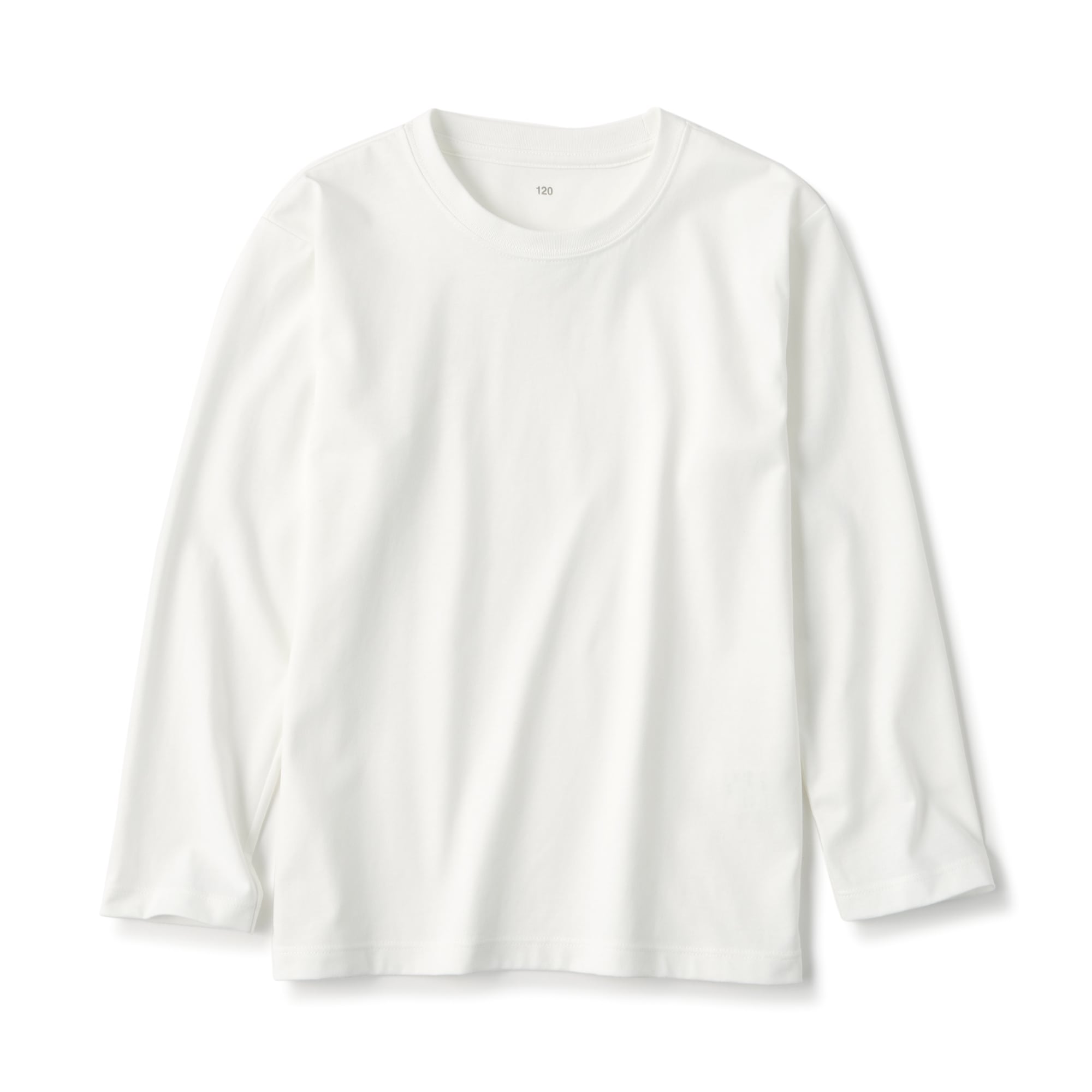 キッズ　天竺編みクルーネック長袖Ｔシャツ　無地