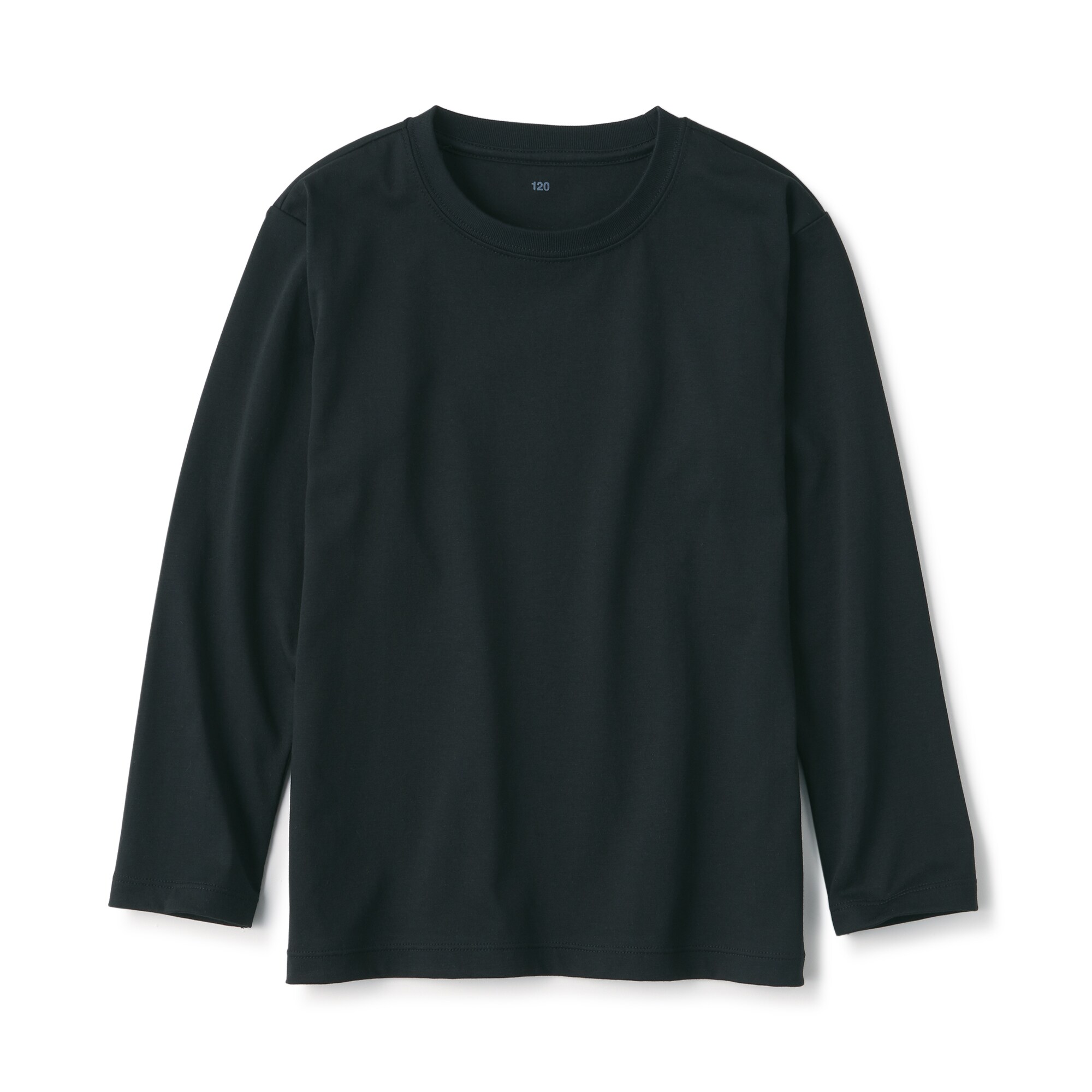 キッズ　天竺編みクルーネック長袖Ｔシャツ　無地