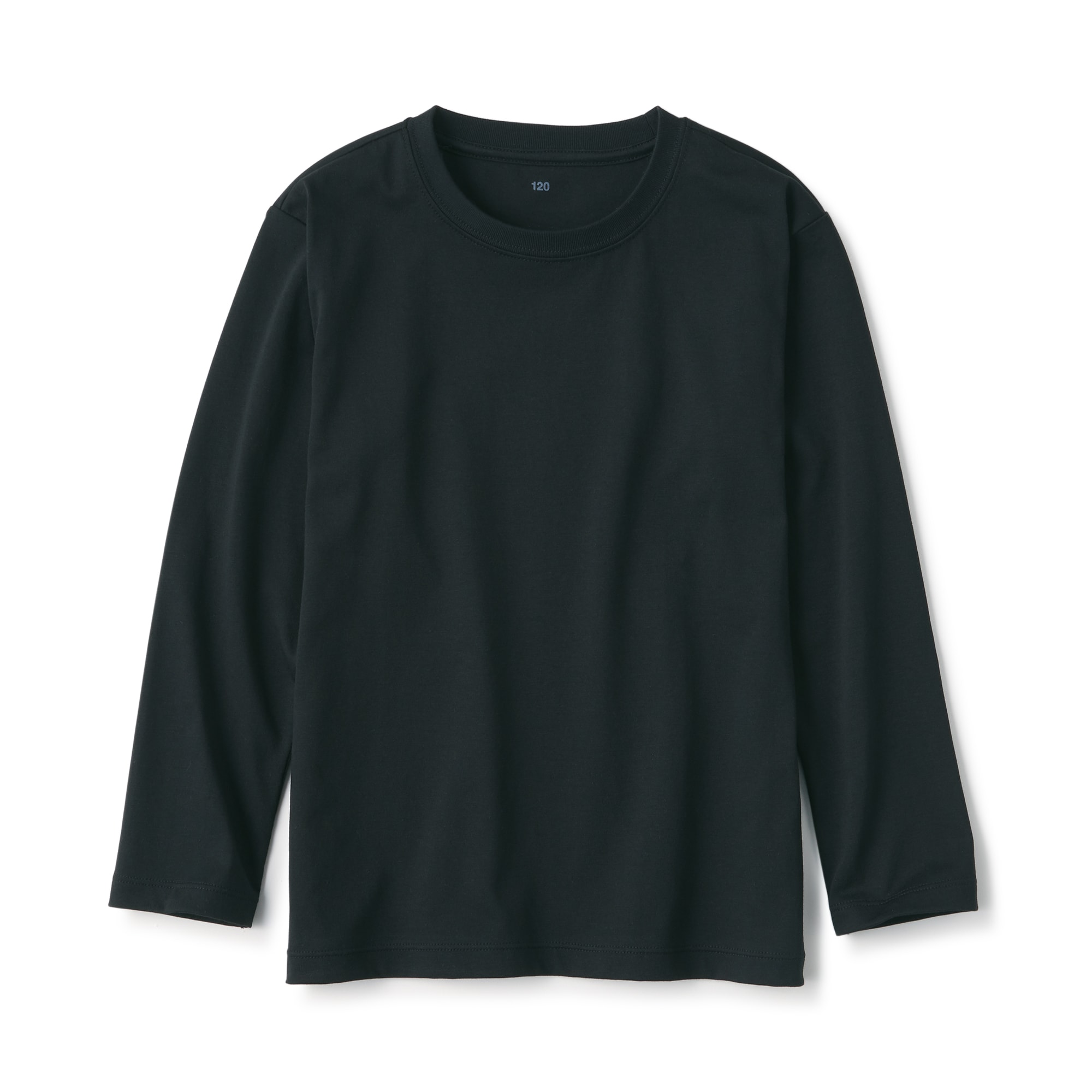 キッズ　天竺編みクルーネック長袖Ｔシャツ　無地