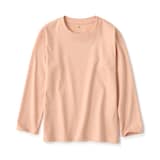 キッズ　天竺編みクルーネック長袖Ｔシャツ　無地