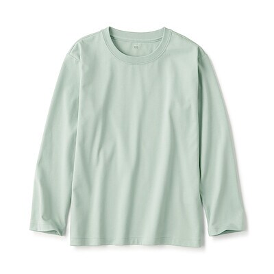 キッズ　天竺編みクルーネック長袖Ｔシャツ　無地