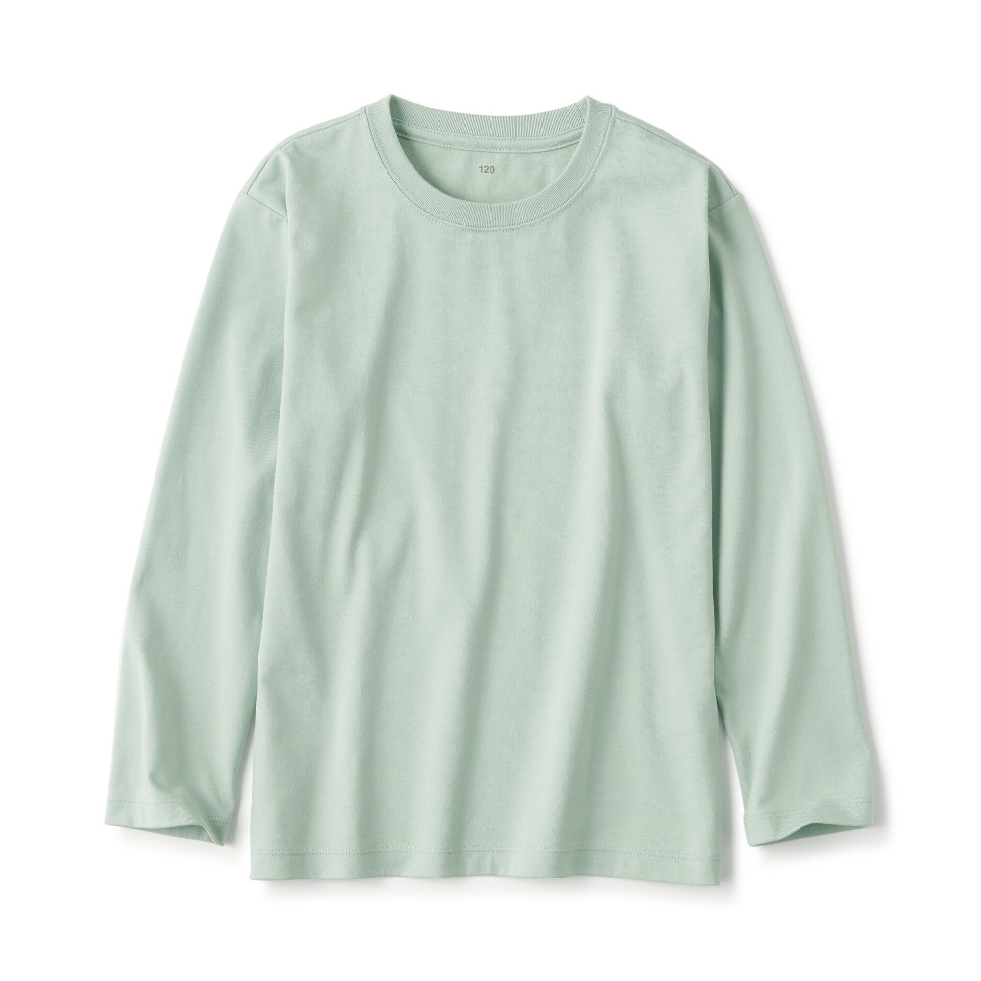 キッズ　天竺編みクルーネック長袖Ｔシャツ　無地