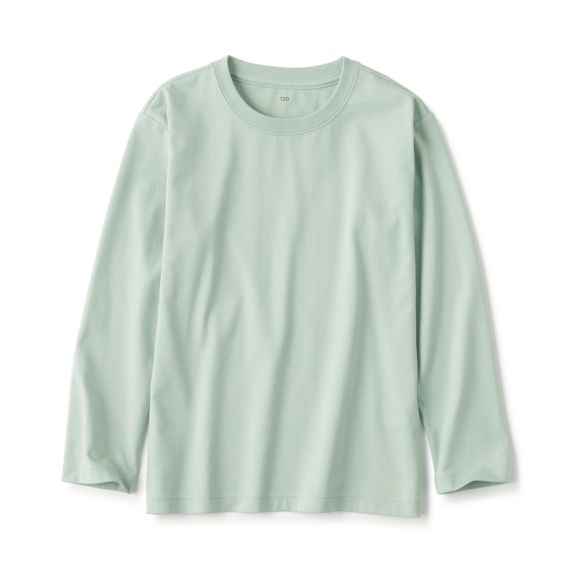 キッズ　天竺編みクルーネック長袖Ｔシャツ　無地