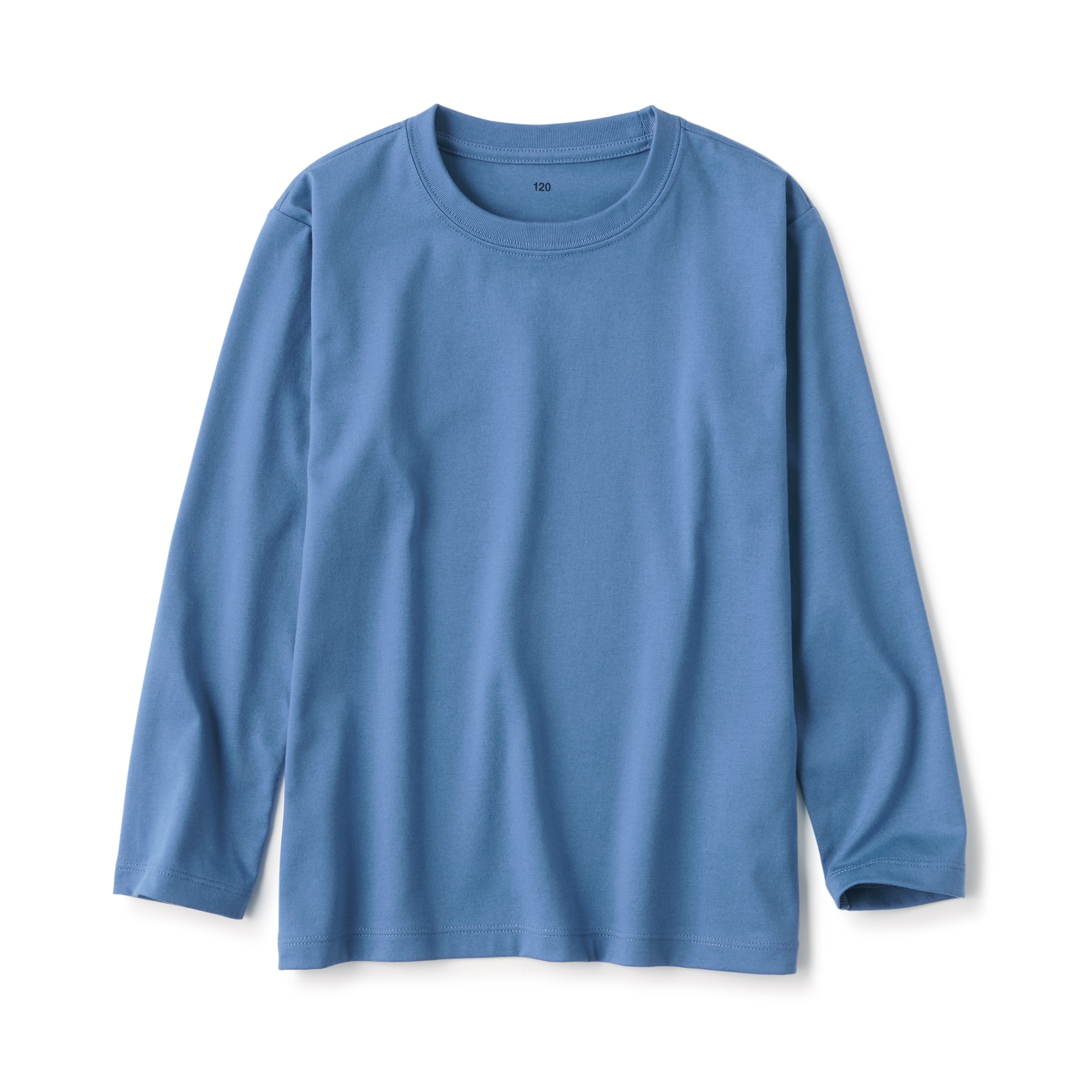 キッズ　天竺編みクルーネック長袖Ｔシャツ　無地