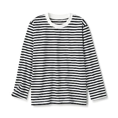 キッズ　天竺編みクルーネック長袖Ｔシャツ　ボーダー