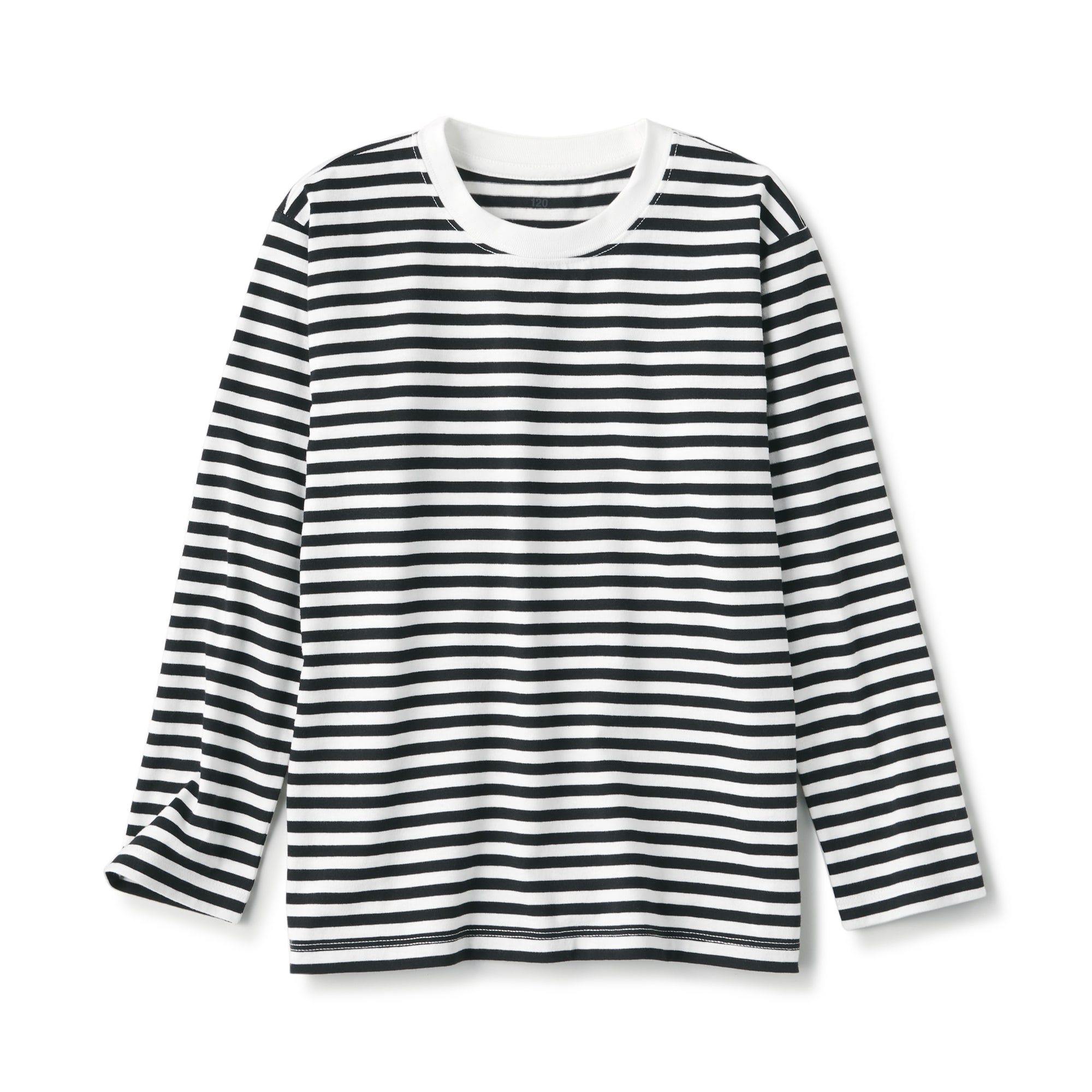 キッズ　天竺編みクルーネック長袖Ｔシャツ　ボーダー