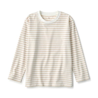 キッズ　天竺編みクルーネック長袖Ｔシャツ　ボーダー