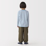 キッズ　天竺編みクルーネック長袖Ｔシャツ　ボーダー