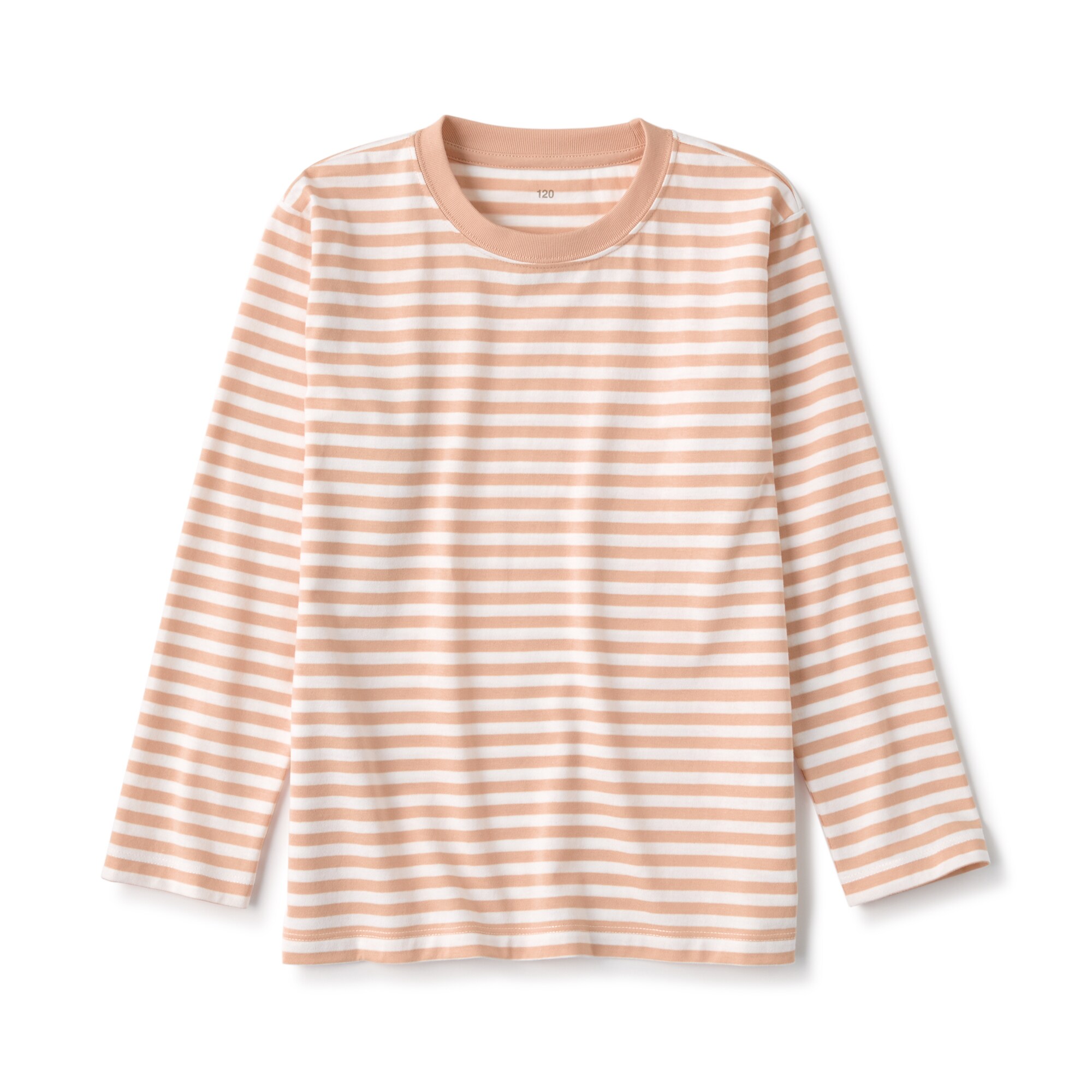 キッズ　天竺編みクルーネック長袖Ｔシャツ　ボーダー