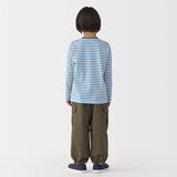 キッズ　天竺編みクルーネック長袖Ｔシャツ　ボーダー