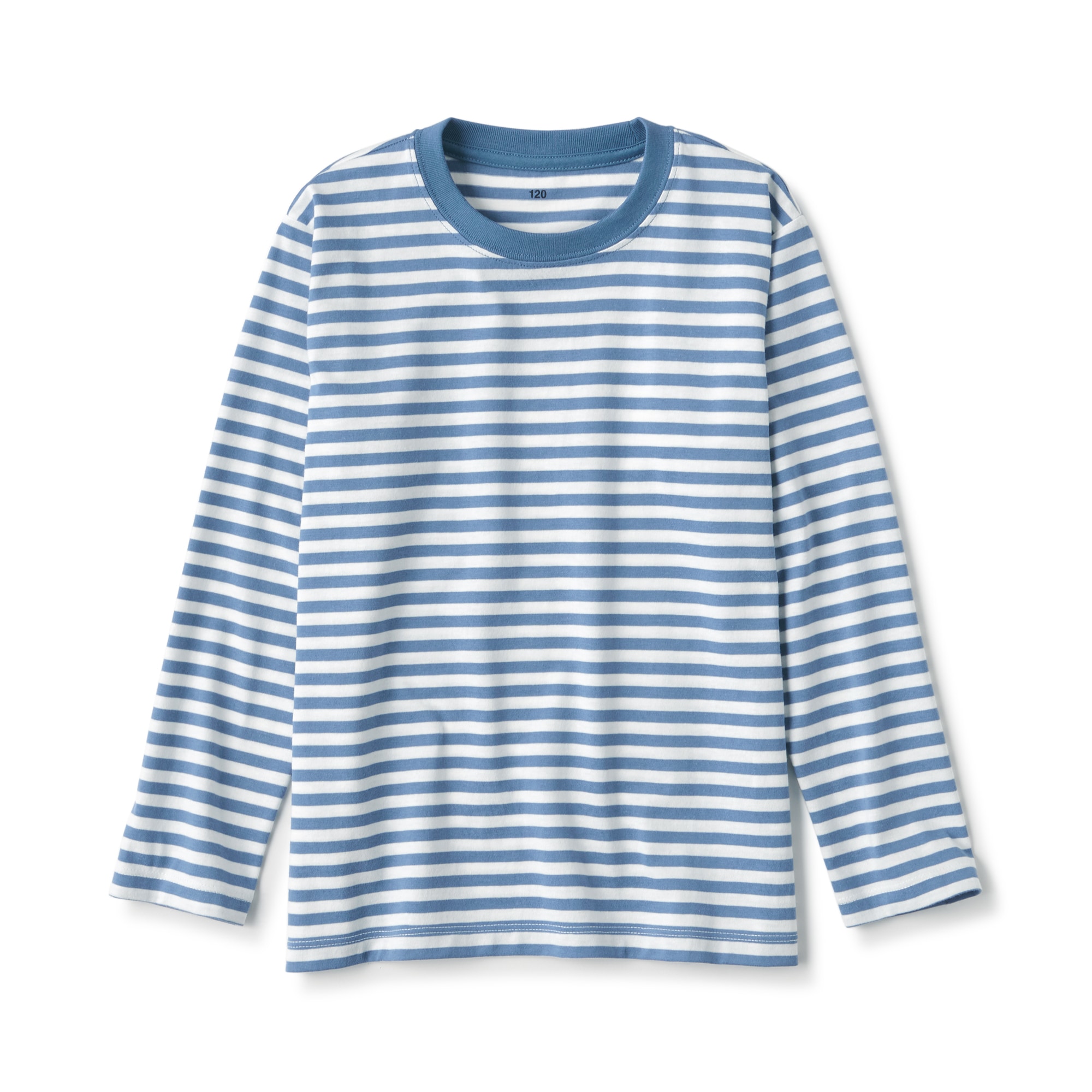 キッズ　天竺編みクルーネック長袖Ｔシャツ　ボーダー