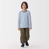 キッズ　天竺編みクルーネック長袖Ｔシャツ　ボーダー