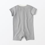 ベビー　脇に縫い目のない鹿の子編み半袖ショートオール