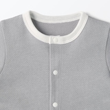 ベビー　脇に縫い目のない鹿の子編み半袖ショートオール