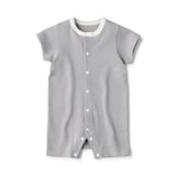 ベビー　脇に縫い目のない鹿の子編み半袖ショートオール