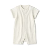 ベビー　脇に縫い目のない鹿の子編み半袖ショートオール