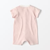 ベビー　脇に縫い目のない鹿の子編み半袖ショートオール